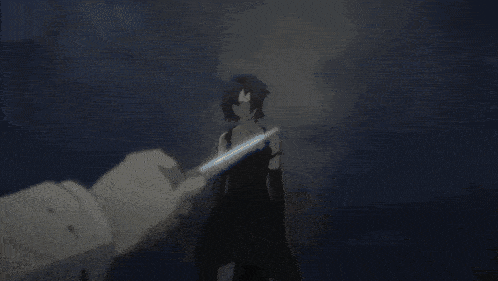 a woman in a black dress is being attacked by a robotic hand