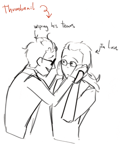 a drawing of two people with rendering and lighting written on the bottom right