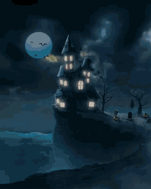 Haunted House Halloween GIF - Haunted House Halloween Moon GIFs