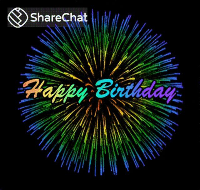 a colorful fireworks display with the words happy birthday written in the center