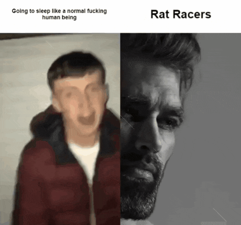 a picture of a man with a beard next to a picture of a man with a rat racers caption