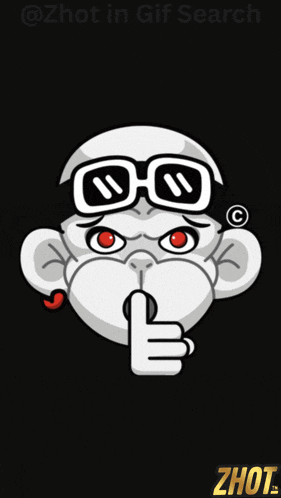 a monkey wearing sunglasses and a sticker that says zhot on the bottom