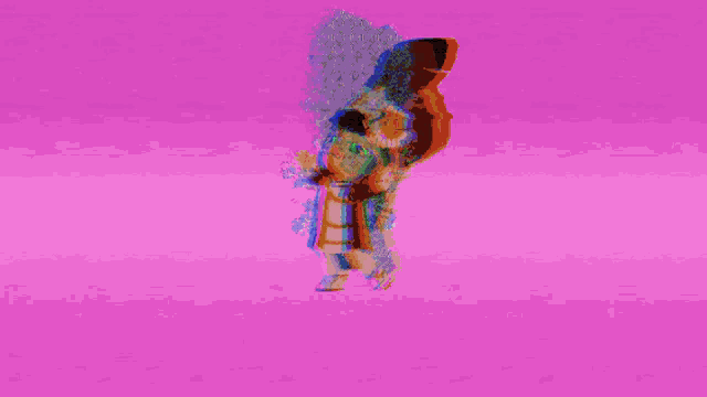 a pixel art drawing of a person holding another person