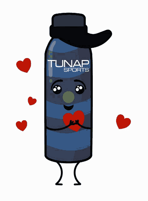 a tunap sports bottle holding a heart