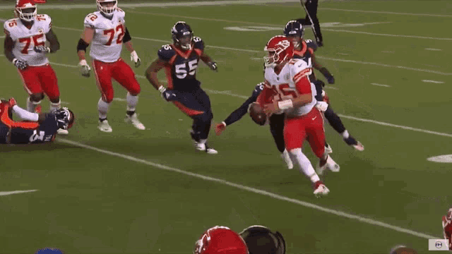 a football game is being played and the number 3 is on the field