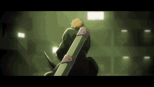 a man in a green suit is holding a sword