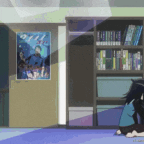 a room with a poster on the wall that says ' zzz ' on it