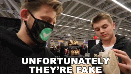 Unfortunately Theyre Fake Fake GIF - Unfortunately Theyre Fake Fake Fake Sneakers GIFs