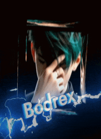 a man with green hair is covering his face with his hand and the word bodrex is visible