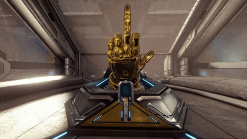 a statue of a hand with the middle finger up