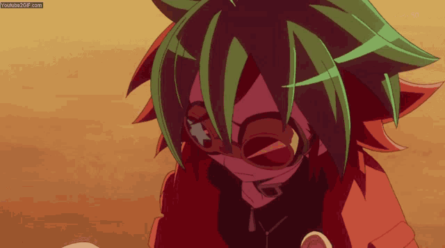 a cartoon character with green hair and glasses is being shown on youtube