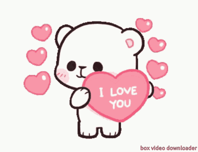 a teddy bear is holding a pink heart that says i love you