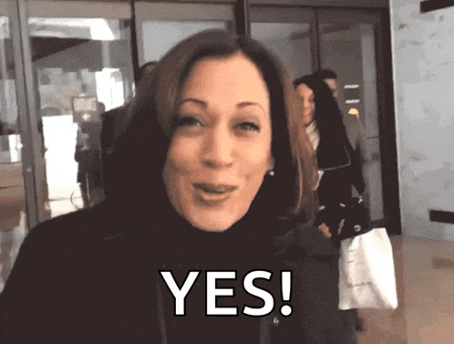 a woman in a black coat says yes