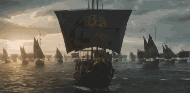 a large ship with the letter b on it