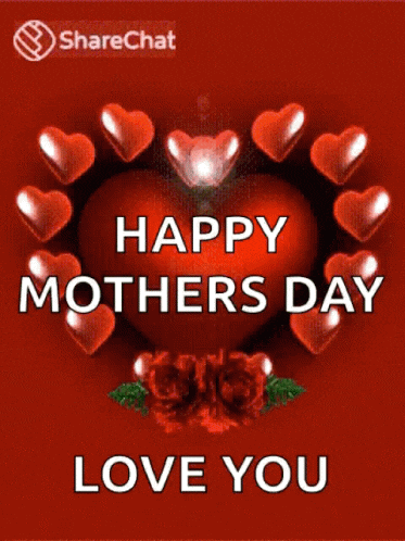 a happy mother 's day greeting card with a heart surrounded by hearts and roses
