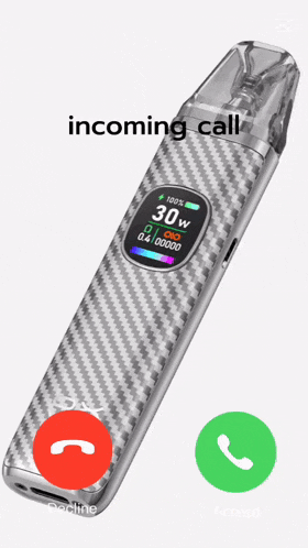 a cell phone screen shows an incoming call from a 30w device