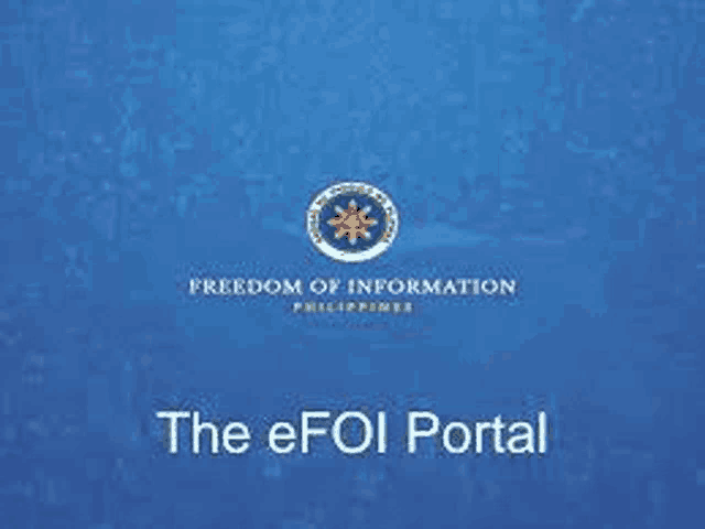 a blue background with a logo for the freedom of information philippines .