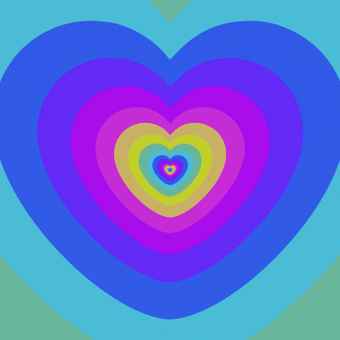a purple background with a rainbow colored heart in the center