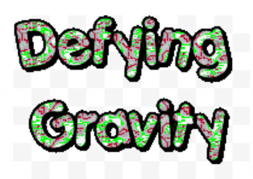 the word defining gravity is written in green and red on a checkered background