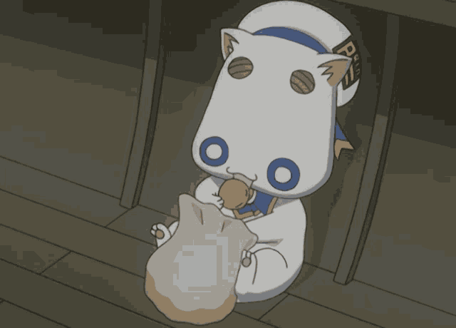 a cartoon drawing of a cat with circles on its face