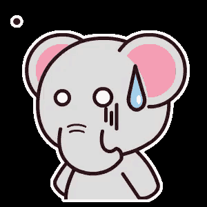 a cartoon elephant is crying with a tear running down his face .