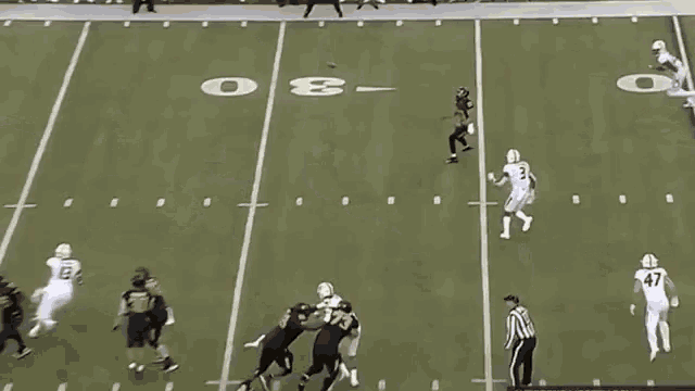 a football player with the number 21 on his jersey runs on the field