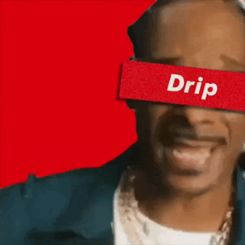 snoop dogg is wearing sunglasses and has a red sticker on his face that says drip