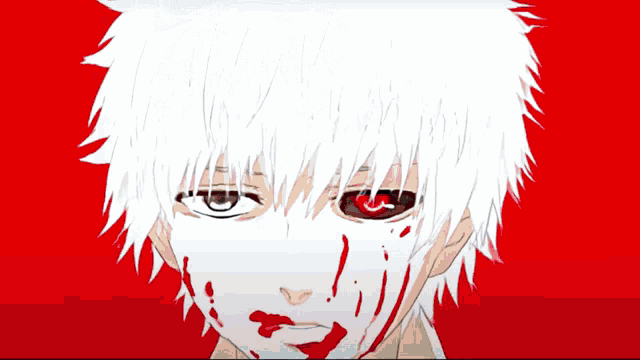 a cartoon character with white hair is covering his face with his hand