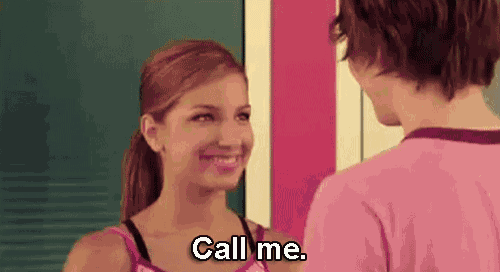 a girl is talking to a boy and the girl is saying call me