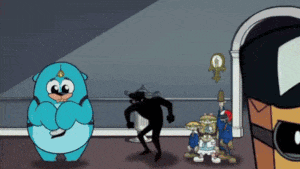 a group of cartoon characters are standing in a room with a key on the wall