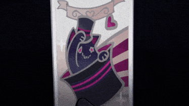 a drawing of a cat in a top hat with a banner that says love