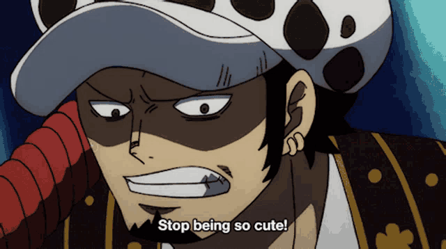a cartoon of a man with the words stop being so cute below him