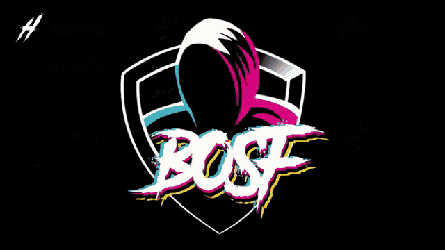 a glowing shield with a pink and white fox inside of it