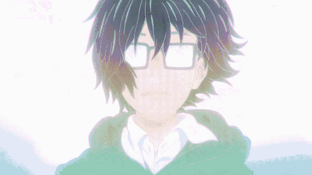 a close up of a person with glasses and a green jacket