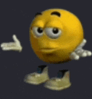 a yellow cartoon smiley face with arms and legs is giving a thumbs up .