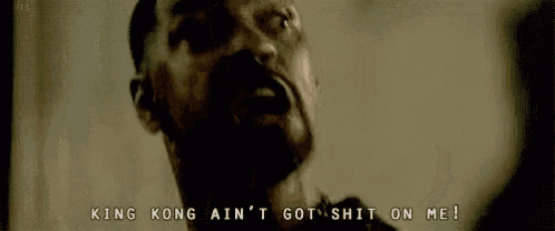 a blurry picture of a person with the words `` king kong ain 't got shit on me ''