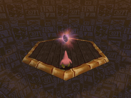 a spongebob squarepants character is standing on a wooden block