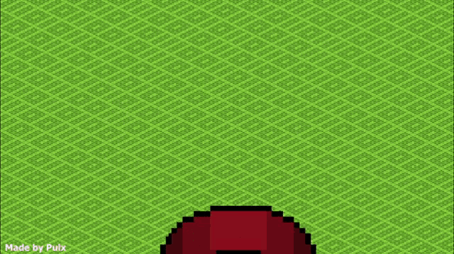 a pixel art drawing of a man with a red hat on a green background