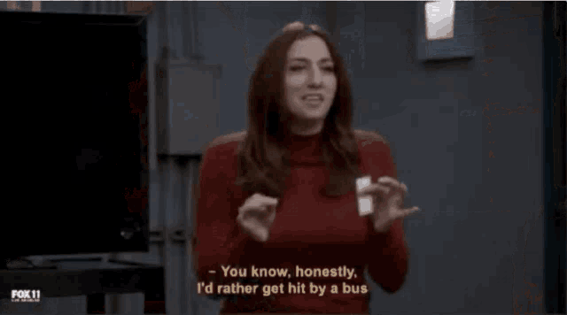 a woman is talking to a man and says " than get one more text from you , charles "