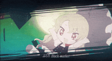 a cartoon of a girl with the words black market on the bottom right