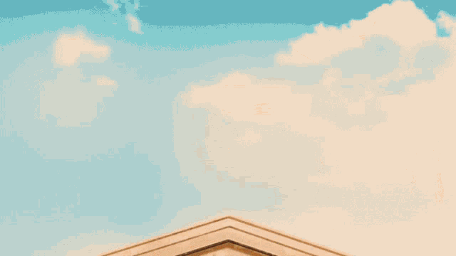 a drawing of a building with arched windows and a wooden awning