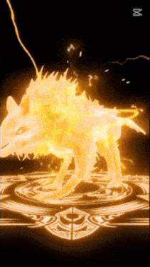 a wolf is surrounded by a circle of lightning