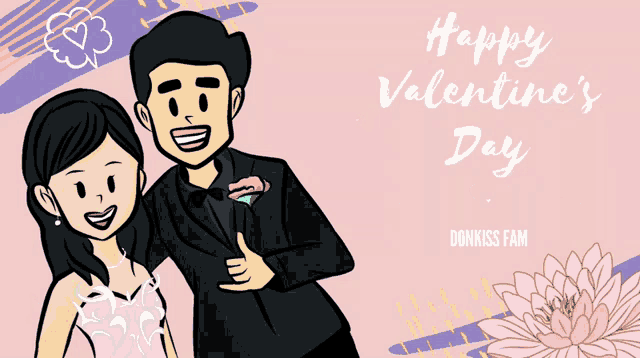 a happy valentine 's day greeting card with a man and a woman