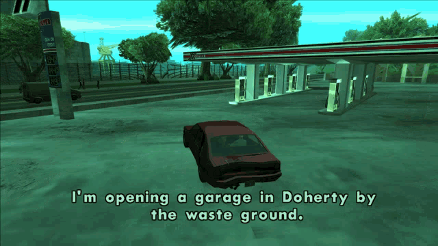 a screenshot of a video game says i 'm opening a garage in doherty