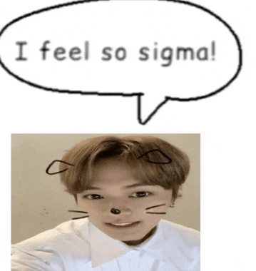 a drawing of a boy with a cat face and a speech bubble that says i feel so sigma
