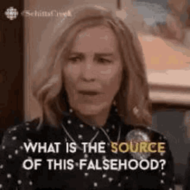 a woman is talking to another woman and asking what is the source of this falsehood ?