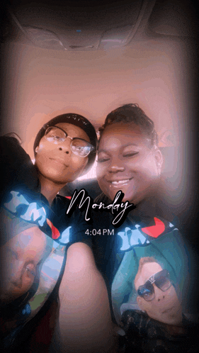 a phone screen shows the time as 4:04 pm and the date as monday