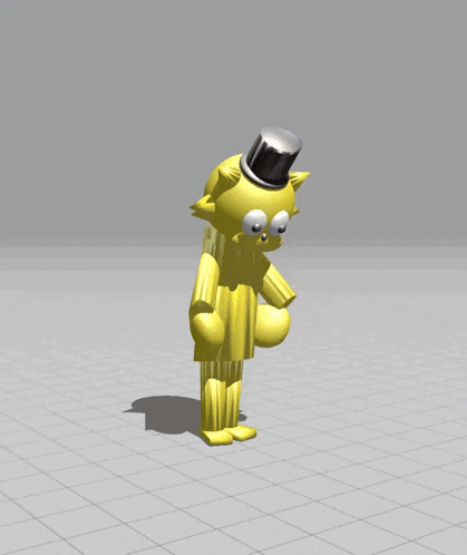 a 3d rendering of a yellow robot with a top hat on