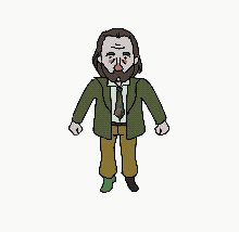 a pixel art drawing of a man with a beard in a suit and tie