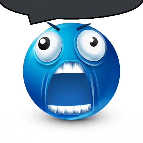 a blue face with a speech bubble above it